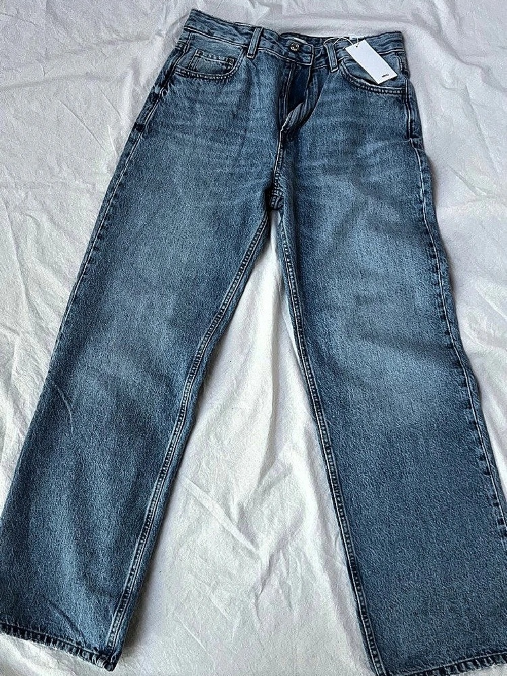 NWT Mango Womens Jeans Straight Leg Blue Mid-Rise Regular-Fit Sz 6 Denim Pants
